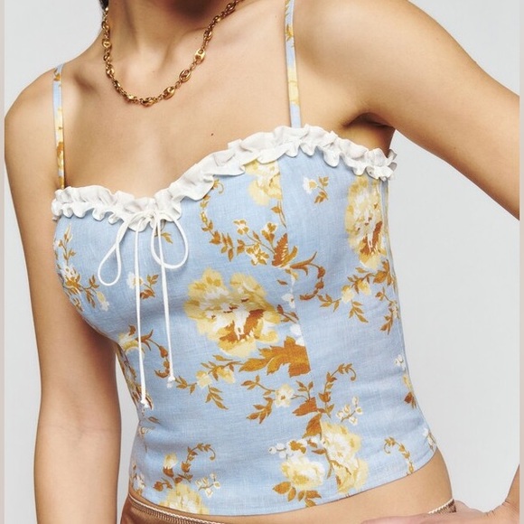 Reformation Skylar Floral Linen Top - Picture 3 of 7